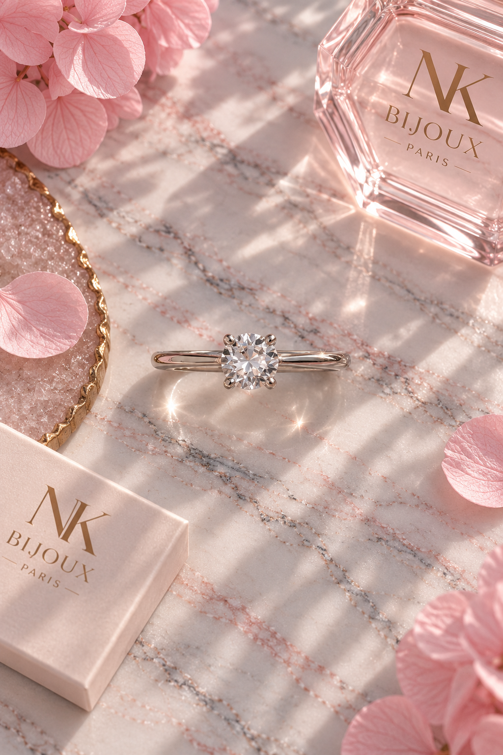 Bague ajustable solitaire