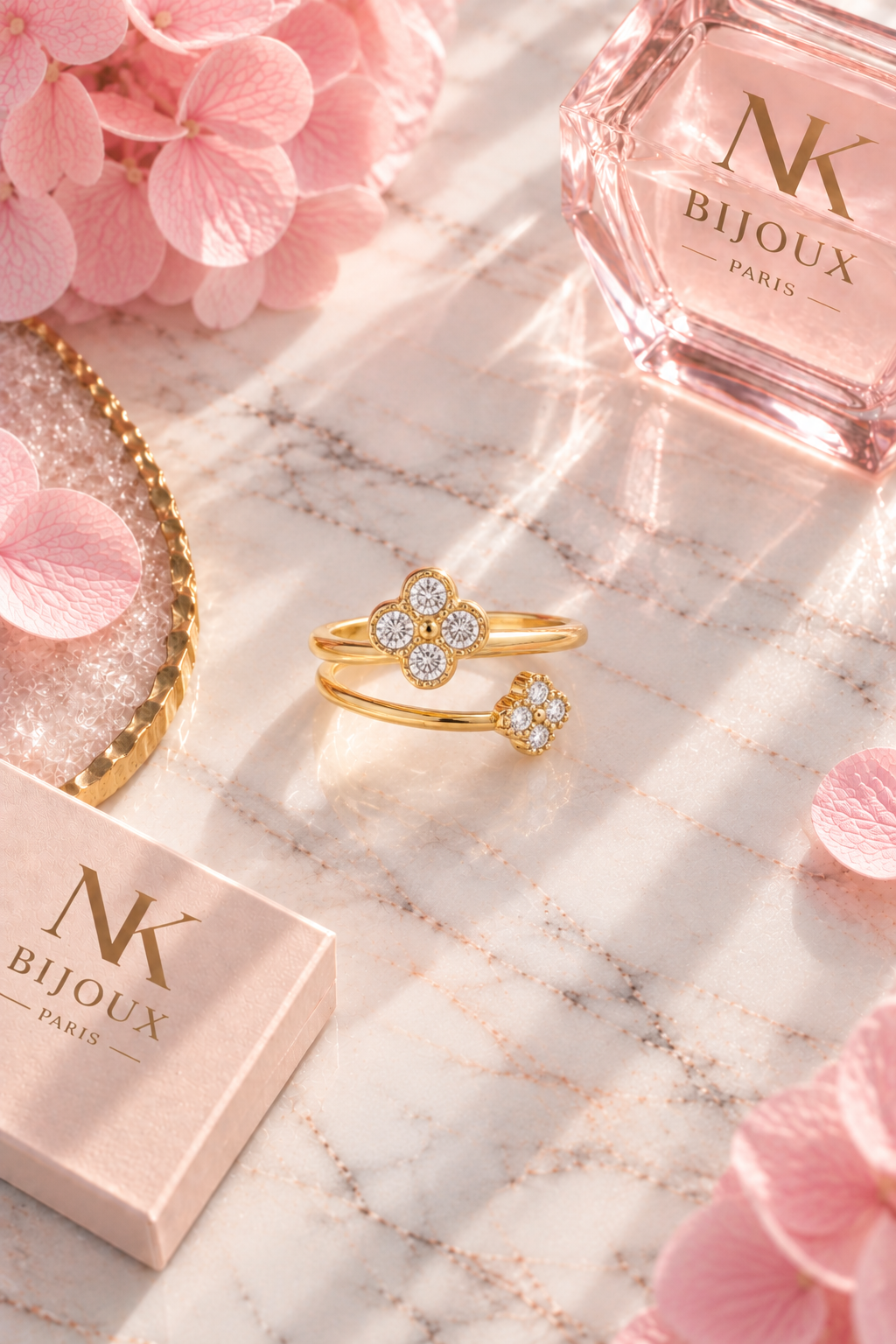 Bague ajustable fleurs