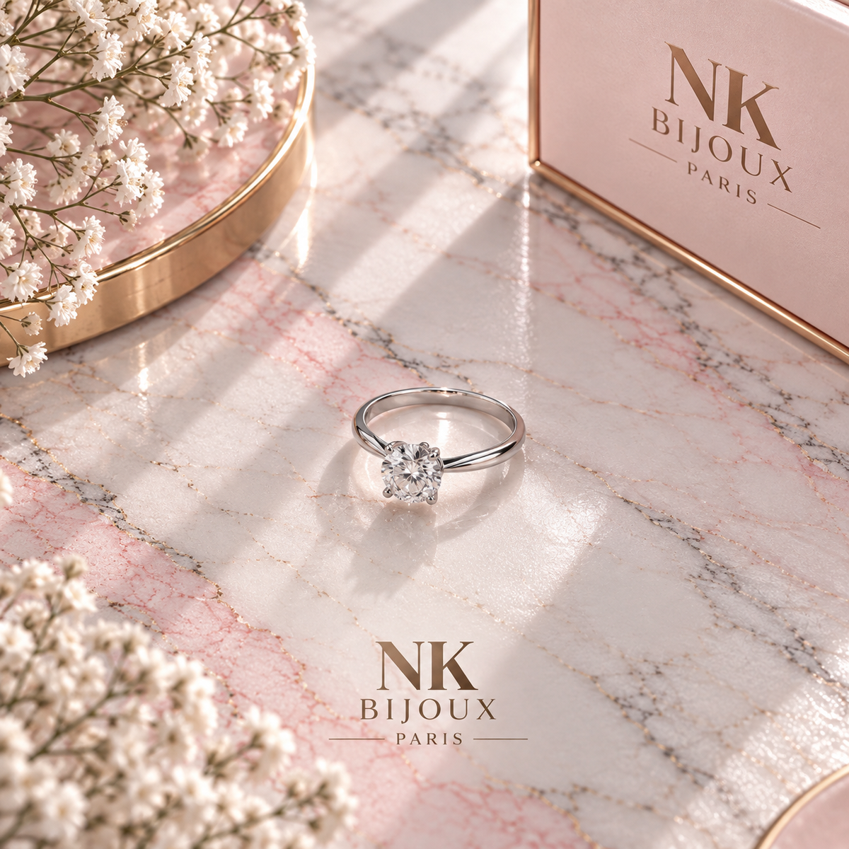 Bague ajustable solitaire
